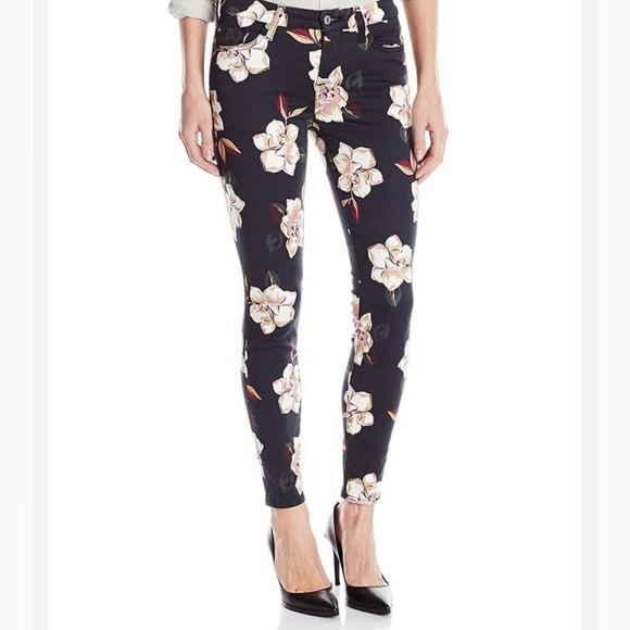 7 For All Mankind Denim - 7 For All Mankind Floral Ankle Skinny Mid Rise Jean